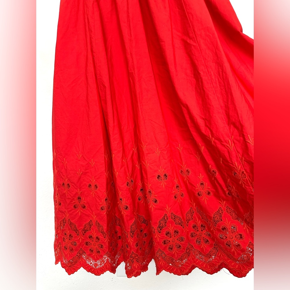 Self-Portrait Broderie Embroidered Lace Red Midi‎ Dress size 6 - Picture 10 of 16